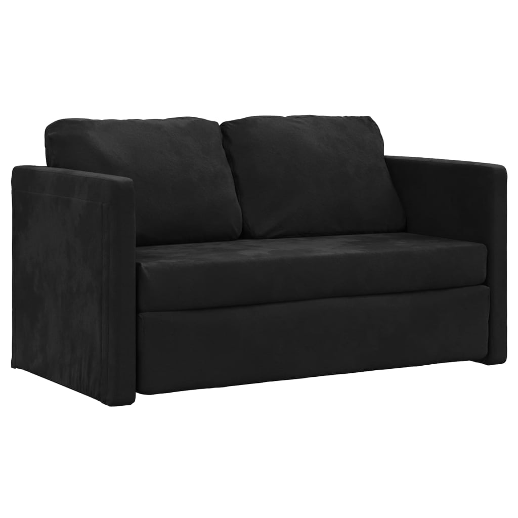 Canapea extensibila 2 in 1, negru, 122x204x55 cm catifea — imaginea 4