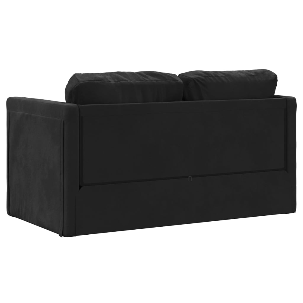 Canapea extensibila 2 in 1, negru, 122x204x55 cm catifea — imaginea 7
