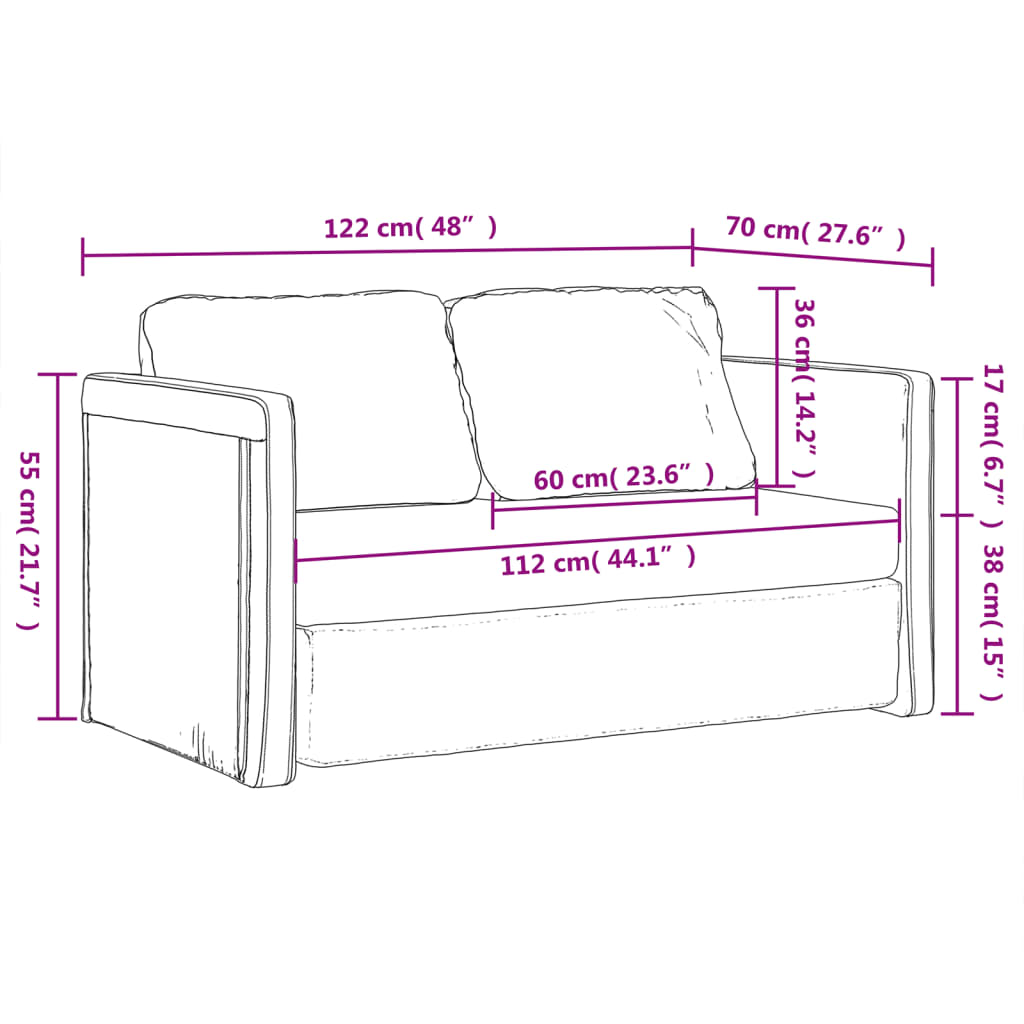 Canapea extensibila 2 in 1, negru, 122x204x55 cm catifea — imaginea 10