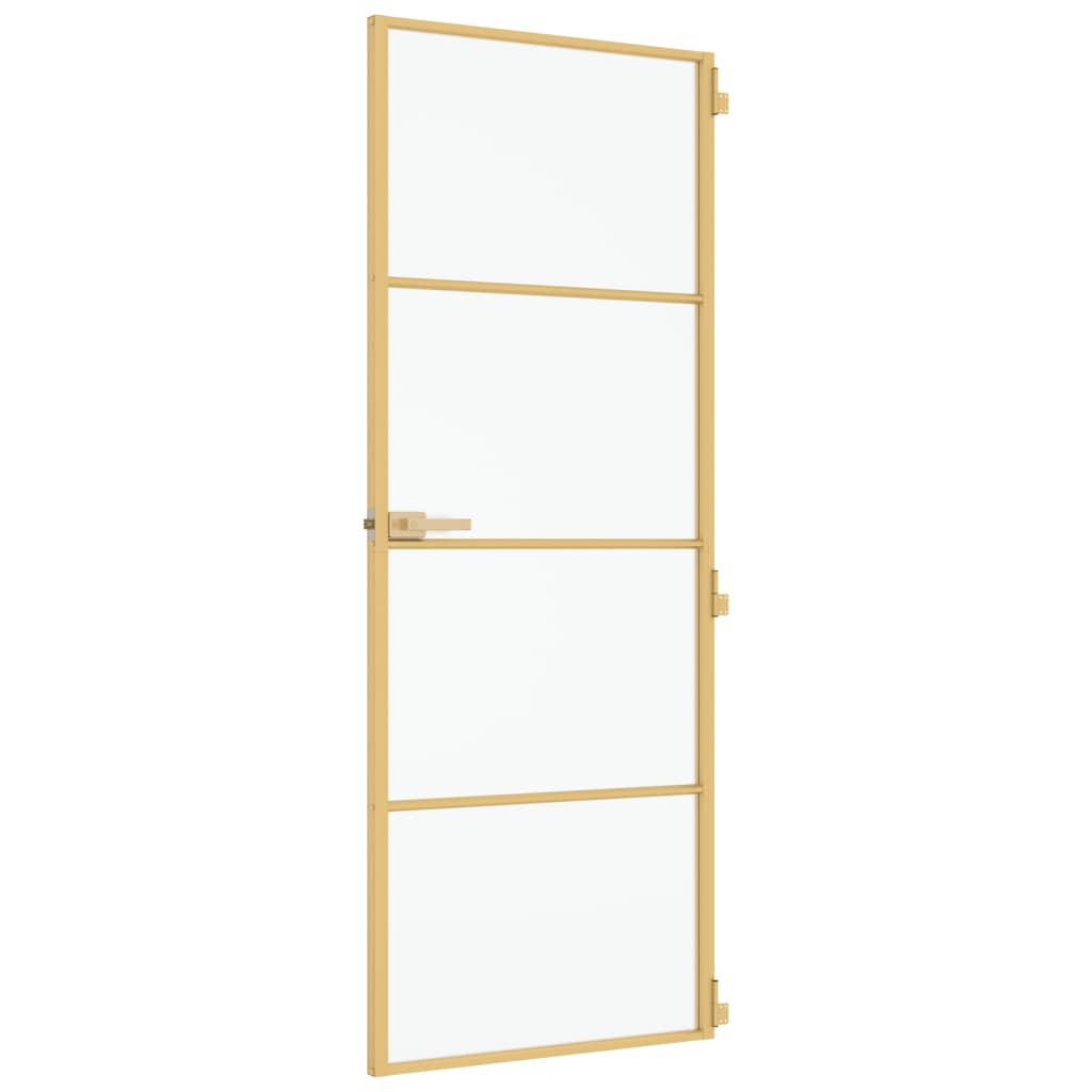 Usa interior Slim auriu 76x201,5 cm sticla securizata/aluminiu, auriu și mat, model 3 bare orizontale — imaginea 5