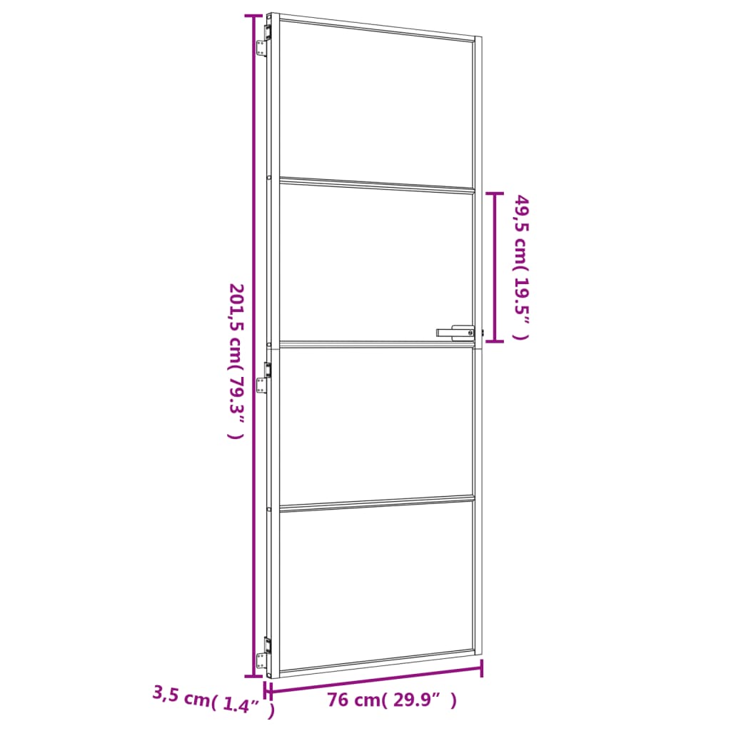 Usa interior Slim auriu 76x201,5 cm sticla securizata/aluminiu, auriu și mat, model 3 bare orizontale — imaginea 9