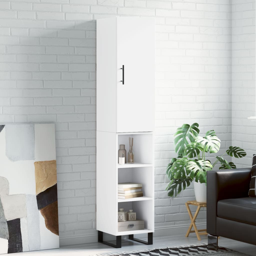 Dulap inalt, alb, 34,5x34x180 cm, lemn prelucrat — imaginea 2