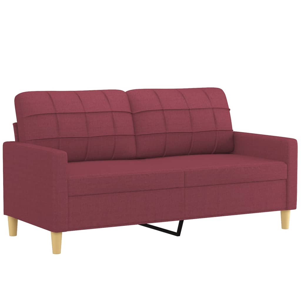 Canapea cu 2 locuri cu pernute, rosu vin, 140 cm, textil — imaginea 4