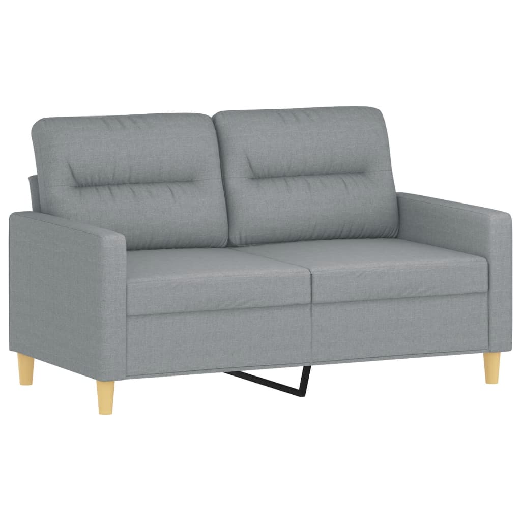 Canapea cu 2 locuri cu pernute, gri deschis, 120 cm, textil — imaginea 4
