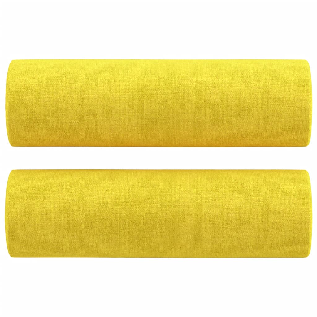 Canapea cu 3 locuri cu pernute, galben deschis, 180 cm, textil — imaginea 5