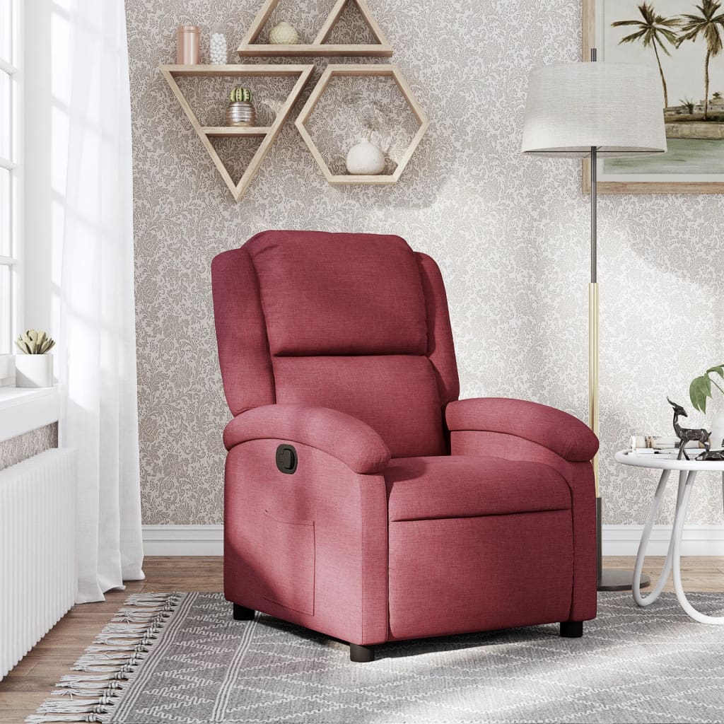 Fotoliu rabatabil, rosu vin, material textil — imaginea 2