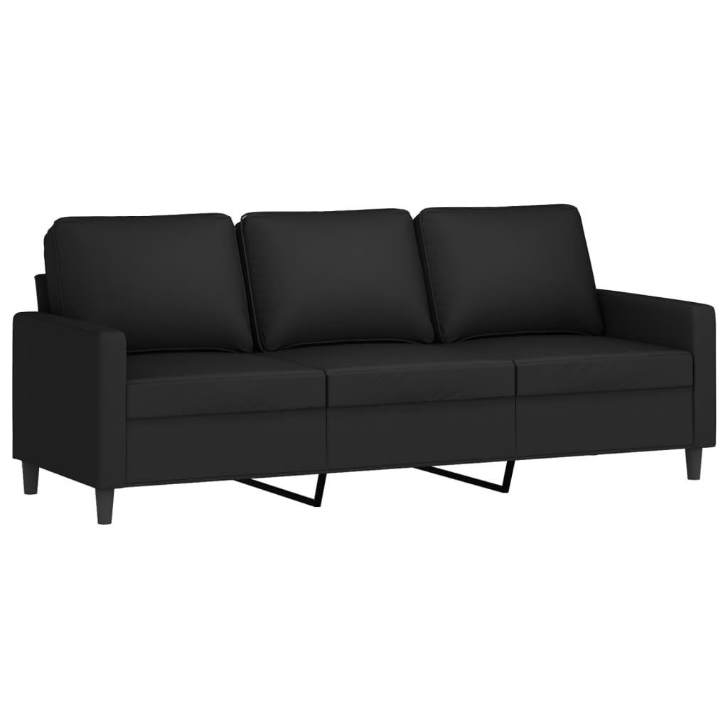 Canapea cu 3 locuri si taburet, negru, 180 cm, catifea — imaginea 4