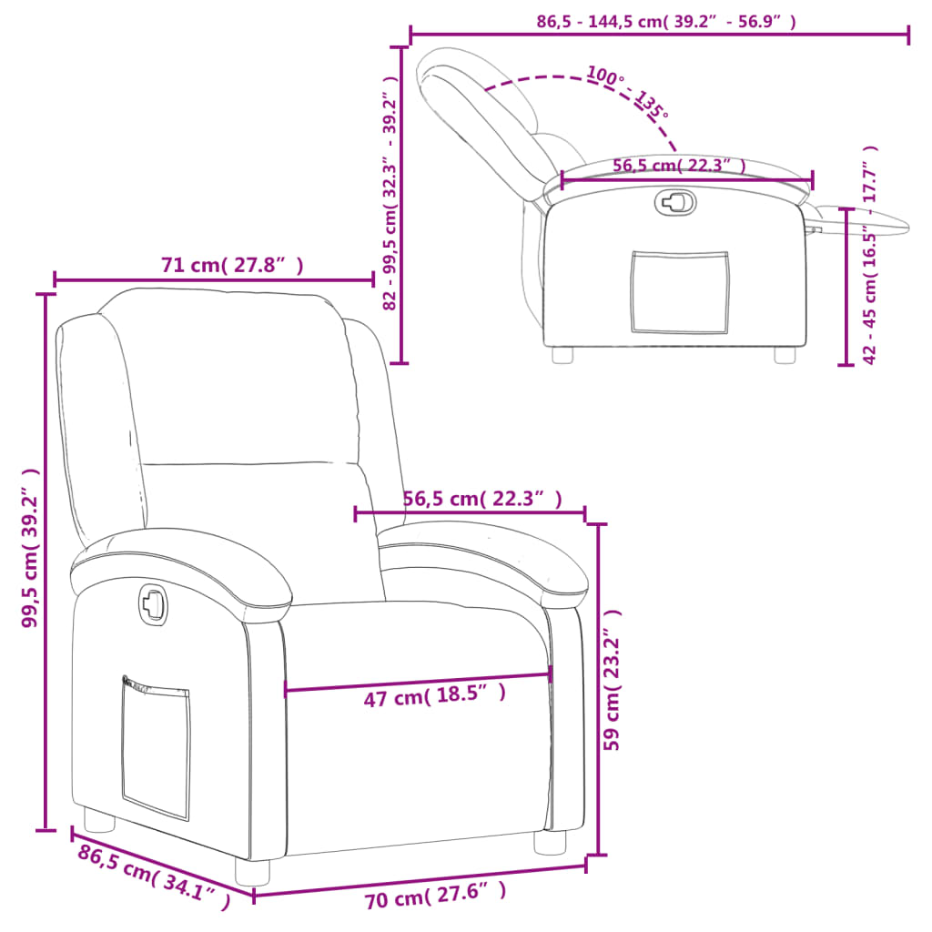 Fotoliu rabatabil, rosu vin, material textil — imaginea 11