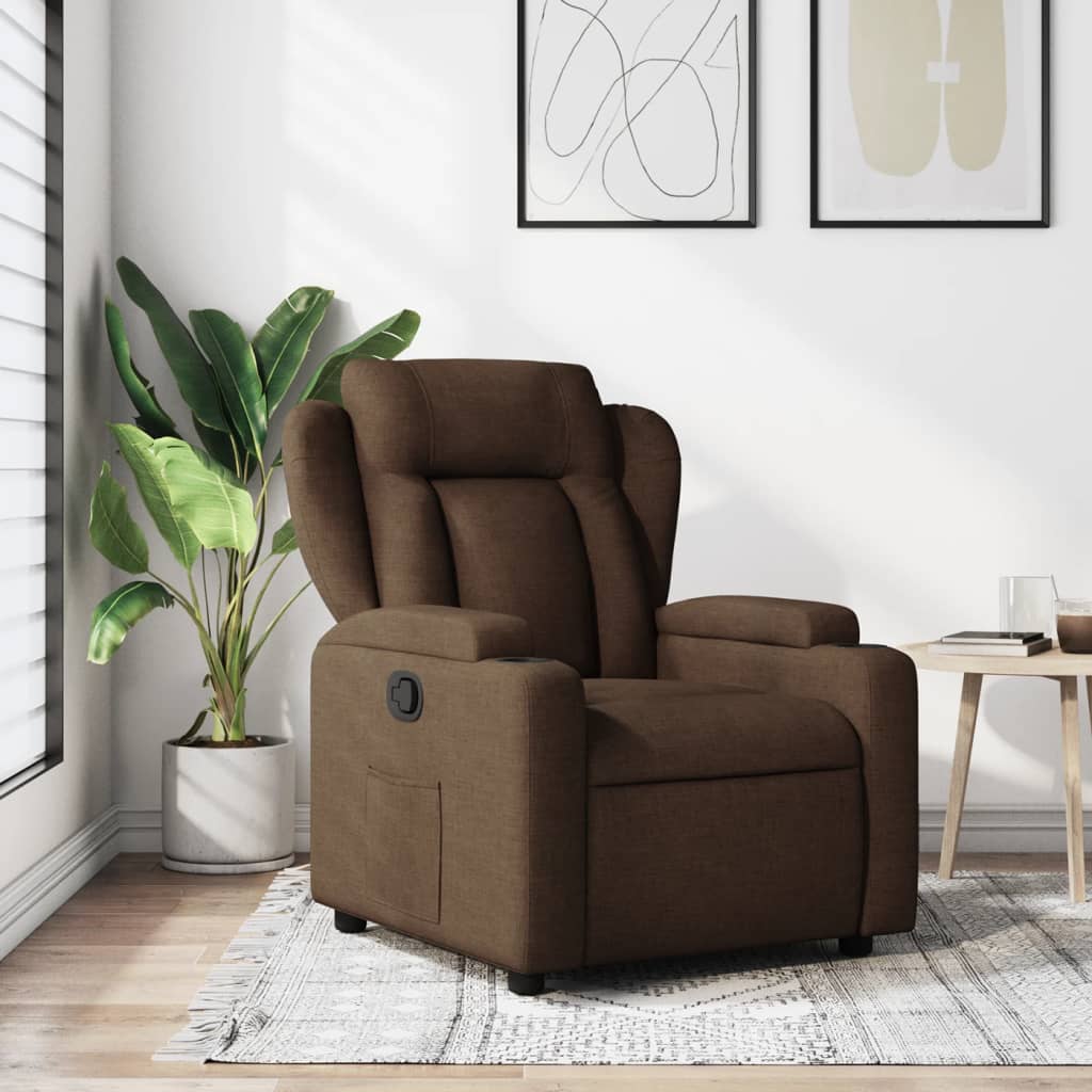 Fotoliu rabatabil, maro, material textil — imaginea 2