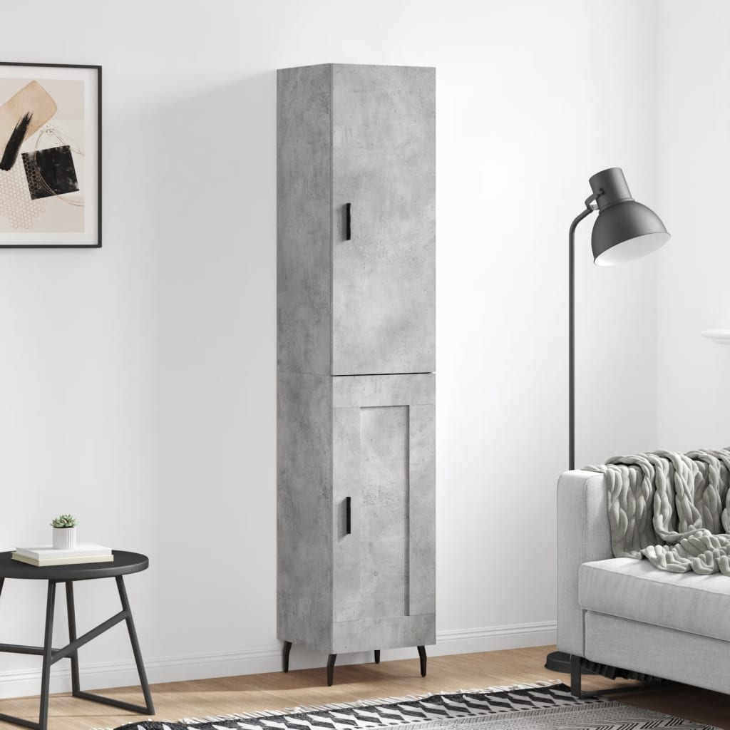 Dulap inalt, gri beton, 34,5x34x180 cm, lemn prelucrat — imaginea 2