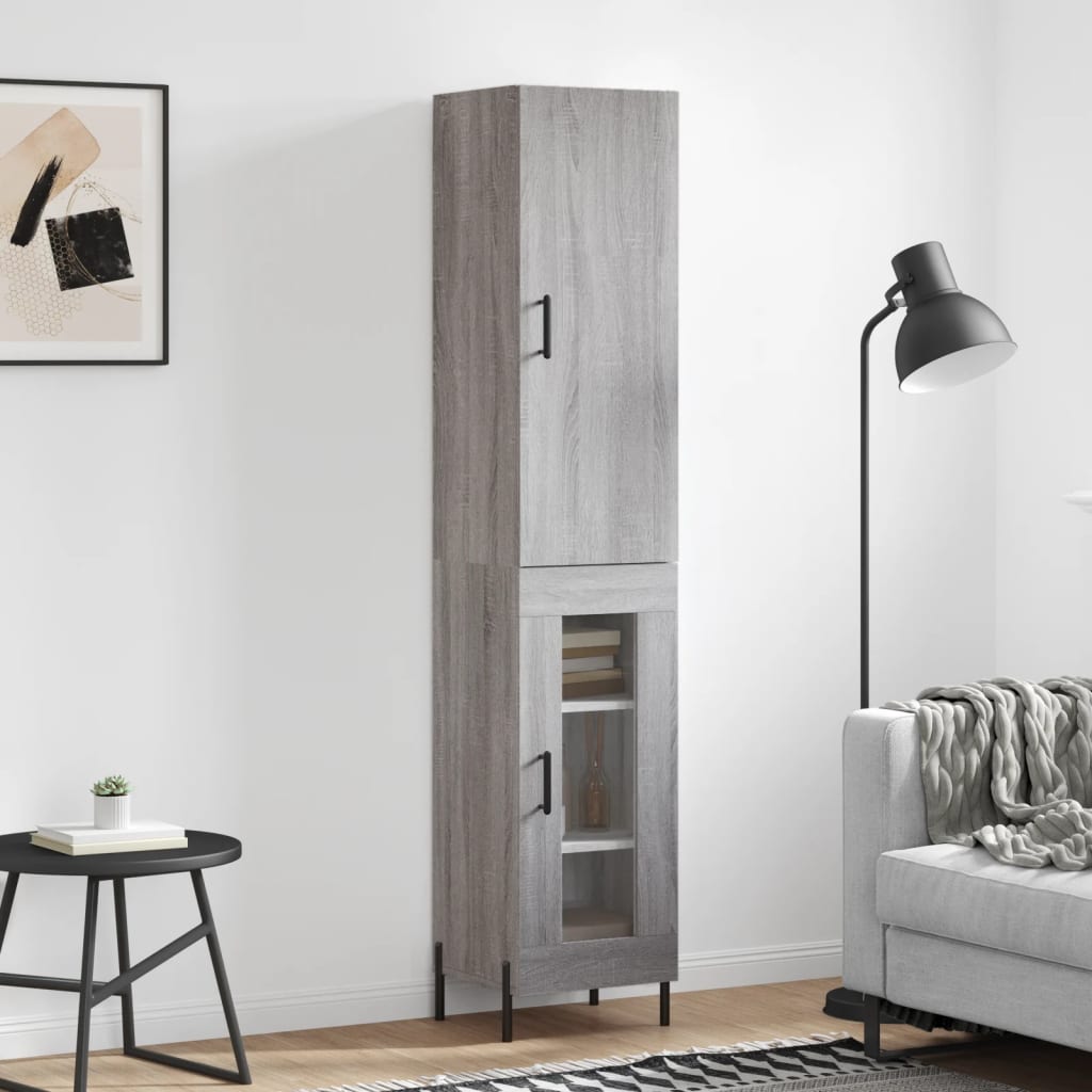 Dulap inalt, gri sonoma, 34,5x34x180 cm, lemn prelucrat — imaginea 2