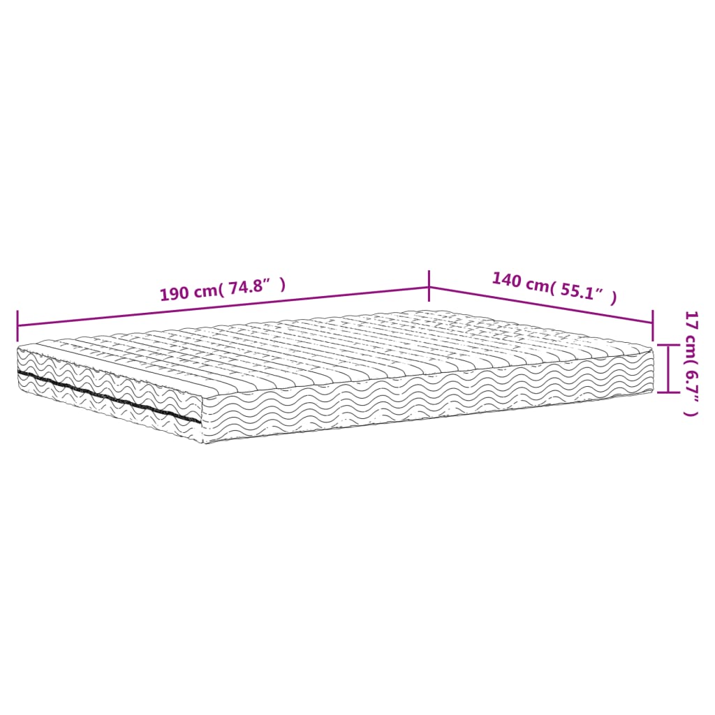 Saltea din spuma, alb, 140x190 cm, duritate H2 H3 — imaginea 8