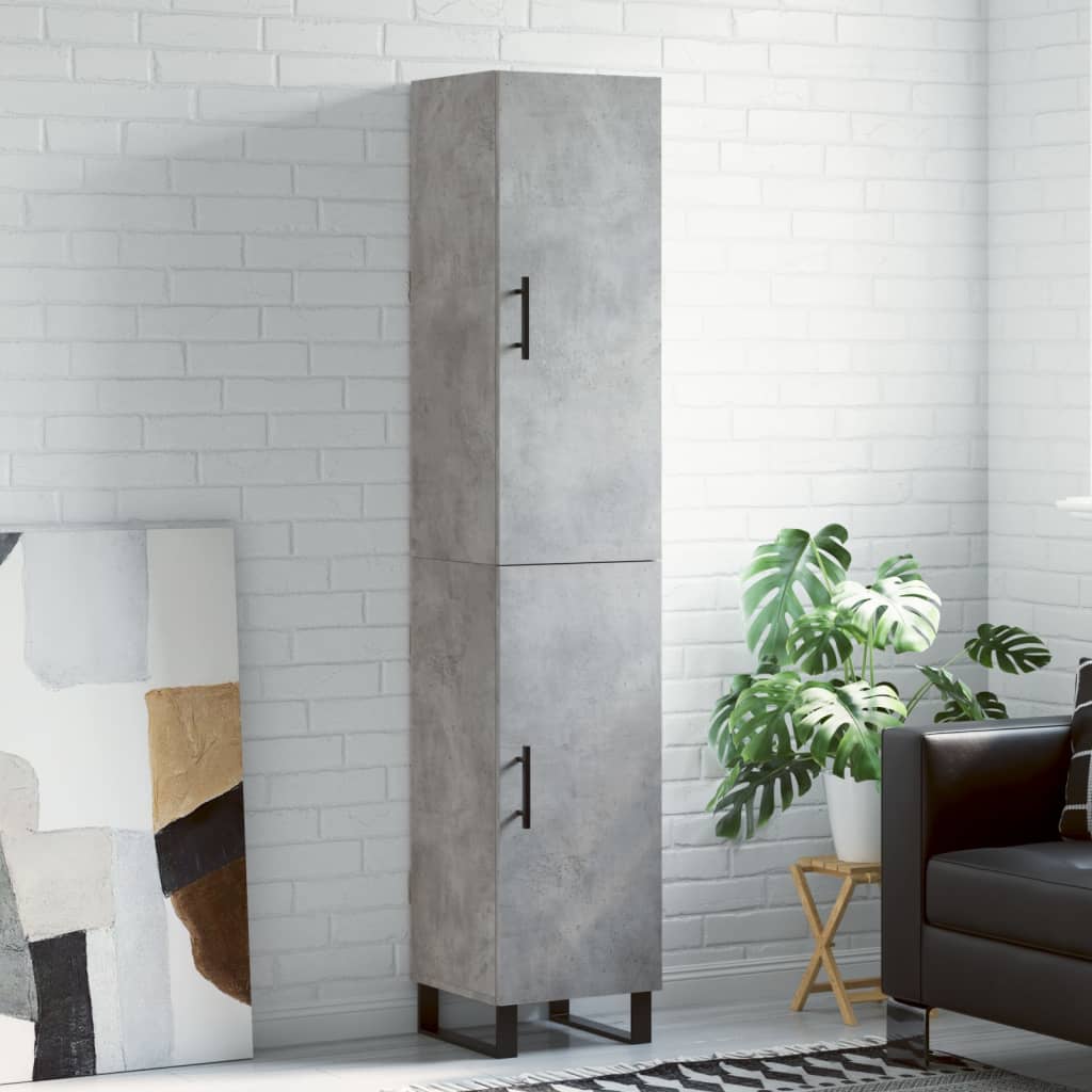 Dulap inalt, gri beton, 34,5x34x180 cm, lemn prelucrat — imaginea 2