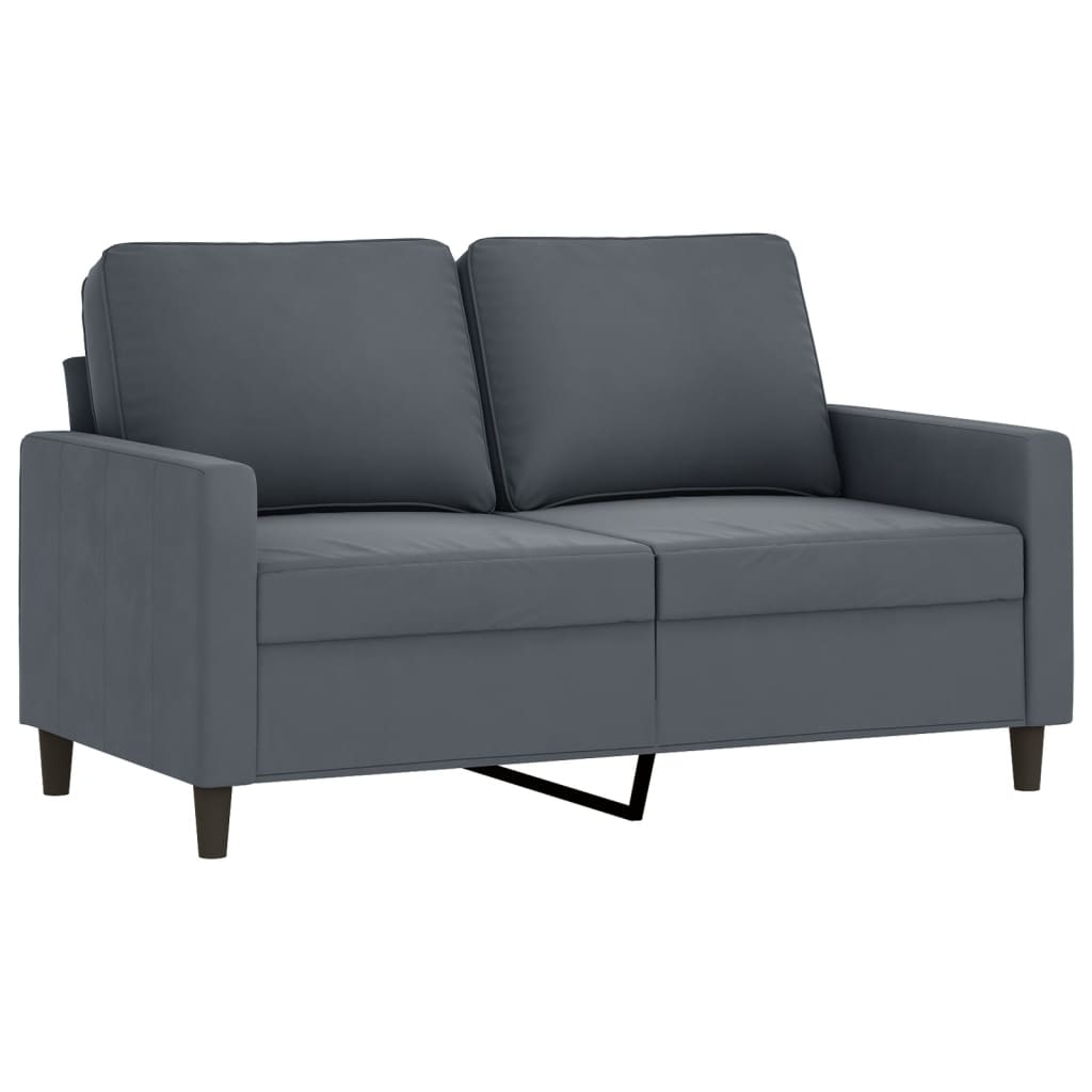 Canapea cu 2 locuri, gri inchis, 120 cm, catifea