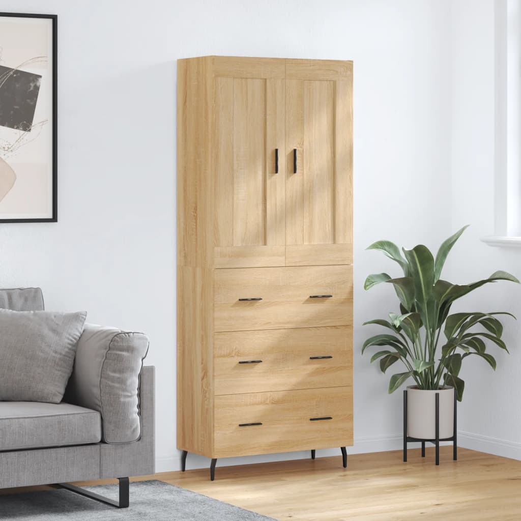Dulap inalt, stejar sonoma, 69,5x34x180 cm, lemn compozit — imaginea 2