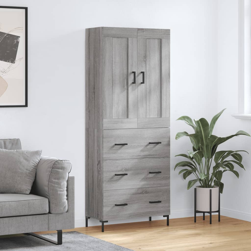 Dulap inalt, gri sonoma, 69,5x34x180 cm, lemn compozit — imaginea 2
