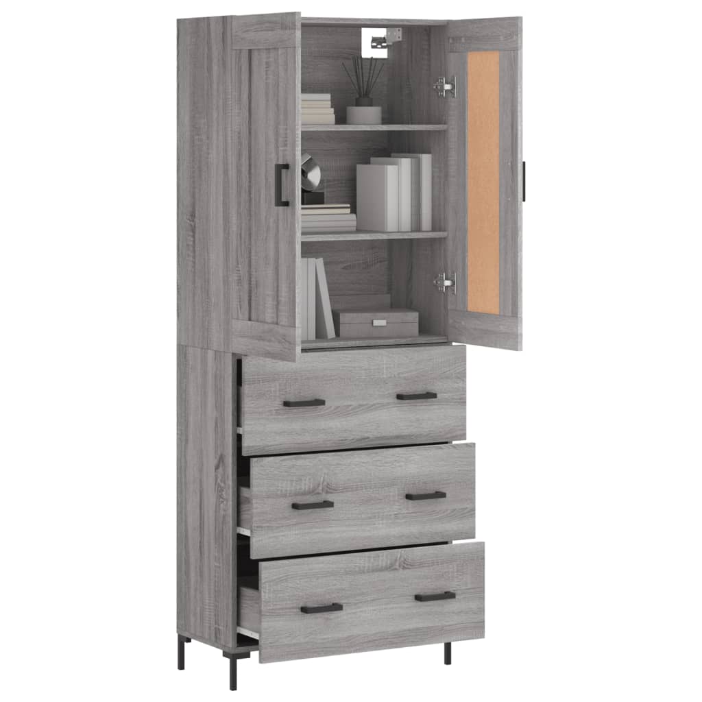Dulap inalt, gri sonoma, 69,5x34x180 cm, lemn compozit — imaginea 3