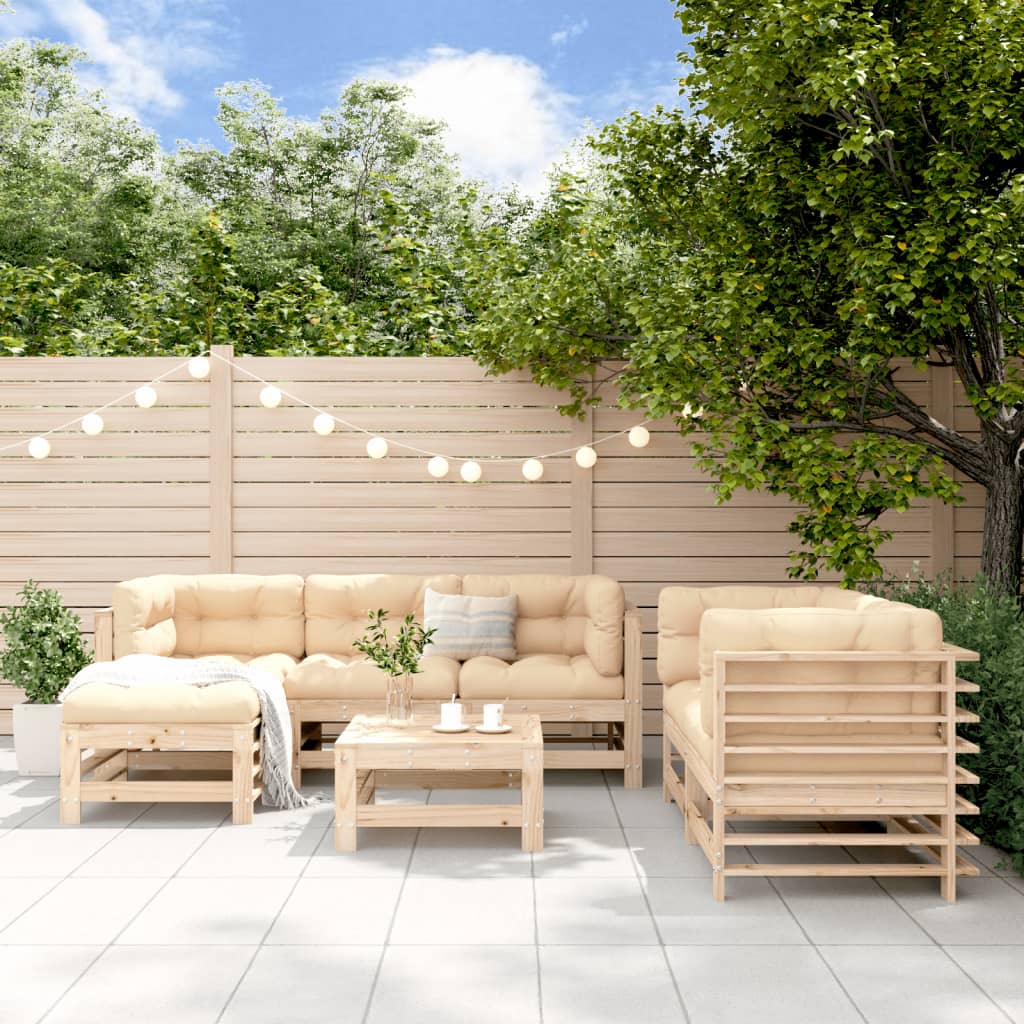 Set mobilier de gradina, 7 piese, lemn masiv de pin — imaginea 2