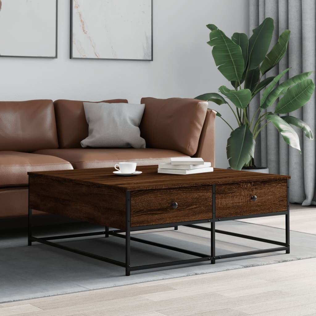 Masuta de cafea, stejar maro, 100x99x40 cm, lemn prelucrat — imaginea 2