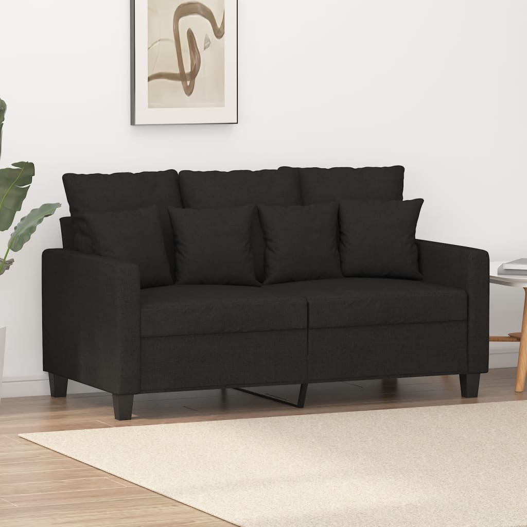 Canapea cu 2 locuri, negru, 120 cm, material textil — imaginea 2