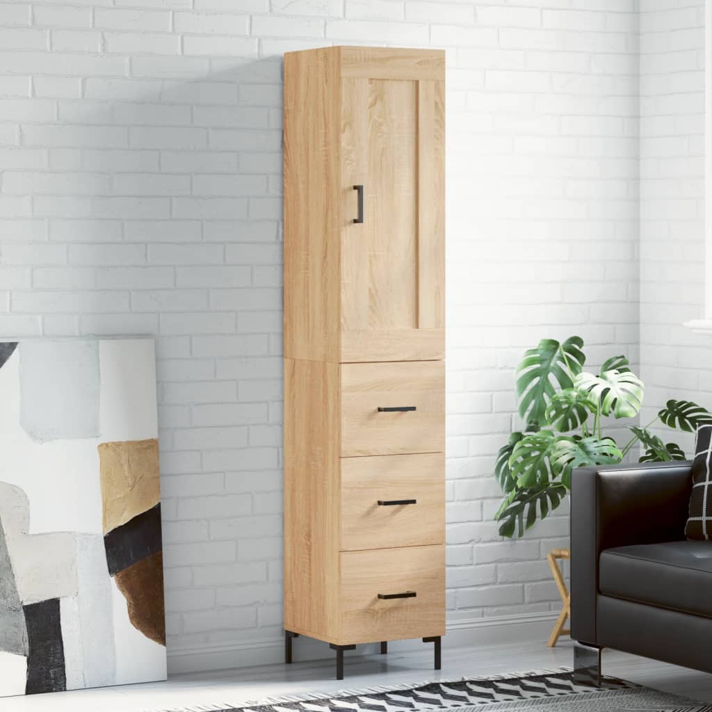 Dulap inalt, stejar sonoma, 34,5x34x180 cm, lemn prelucrat — imaginea 2