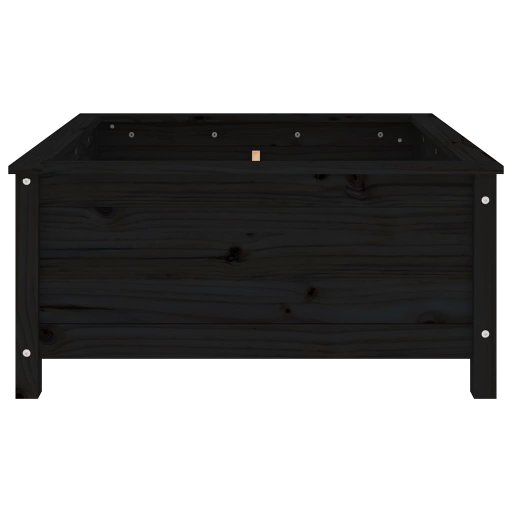 Jardiniera de gradina, negru, 82,5x82,5x39 cm lemn masiv de pin — imaginea 4