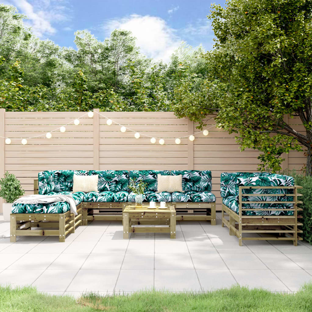 Set mobilier de gradina, 9 piese, lemn de pin tratat — imaginea 2