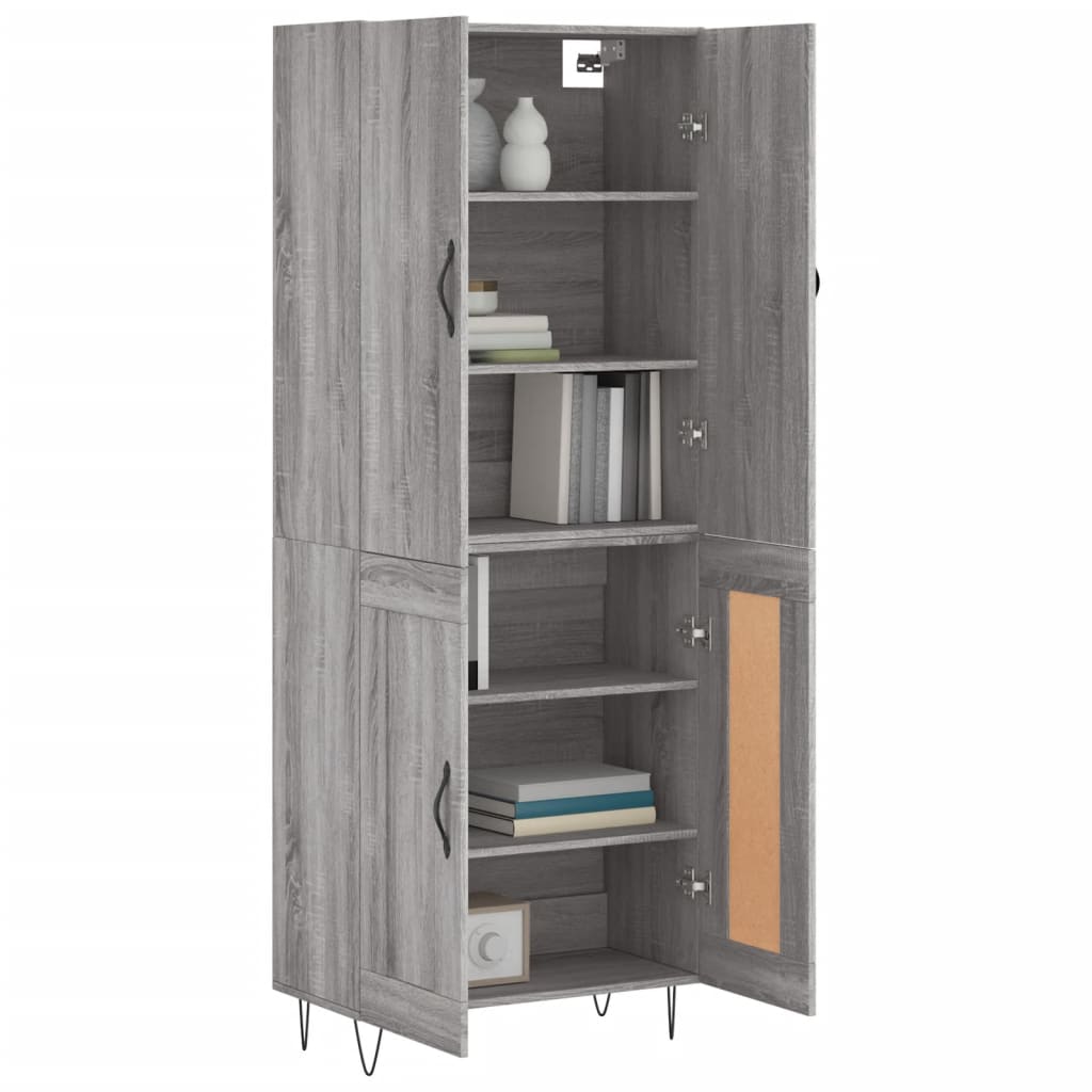 Dulap inalt, gri sonoma, 69,5x34x180 cm, lemn compozit — imaginea 3