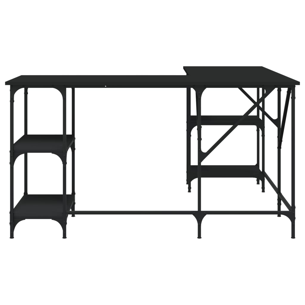 Birou, negru, 139x139x75 cm, lemn prelucrat — imaginea 4