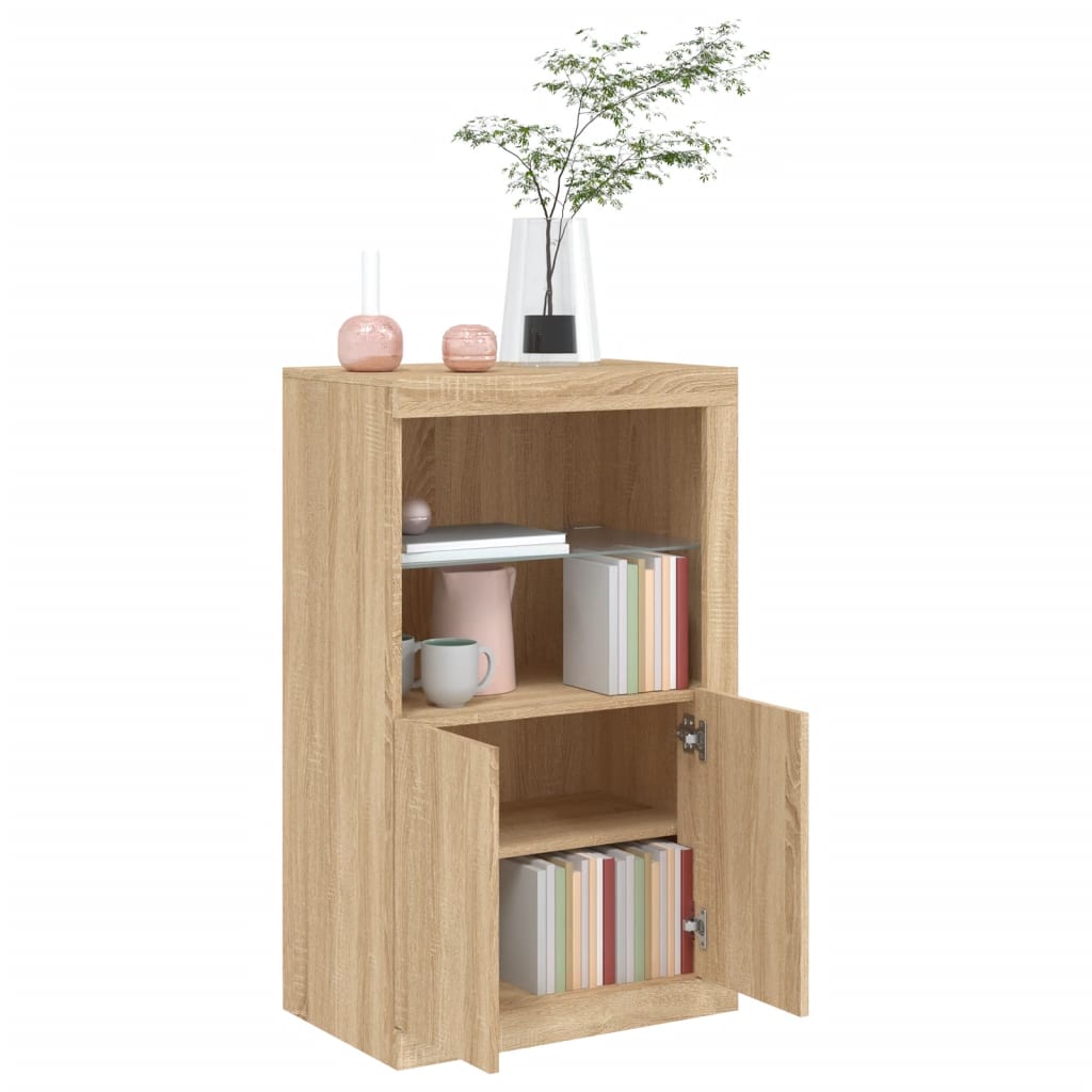 Dulap lateral cu lumini LED, stejar sonoma, lemn prelucrat — imaginea 5