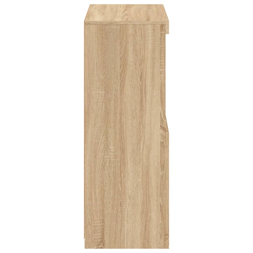 Dulap lateral cu lumini LED, stejar sonoma, lemn prelucrat — imaginea 8