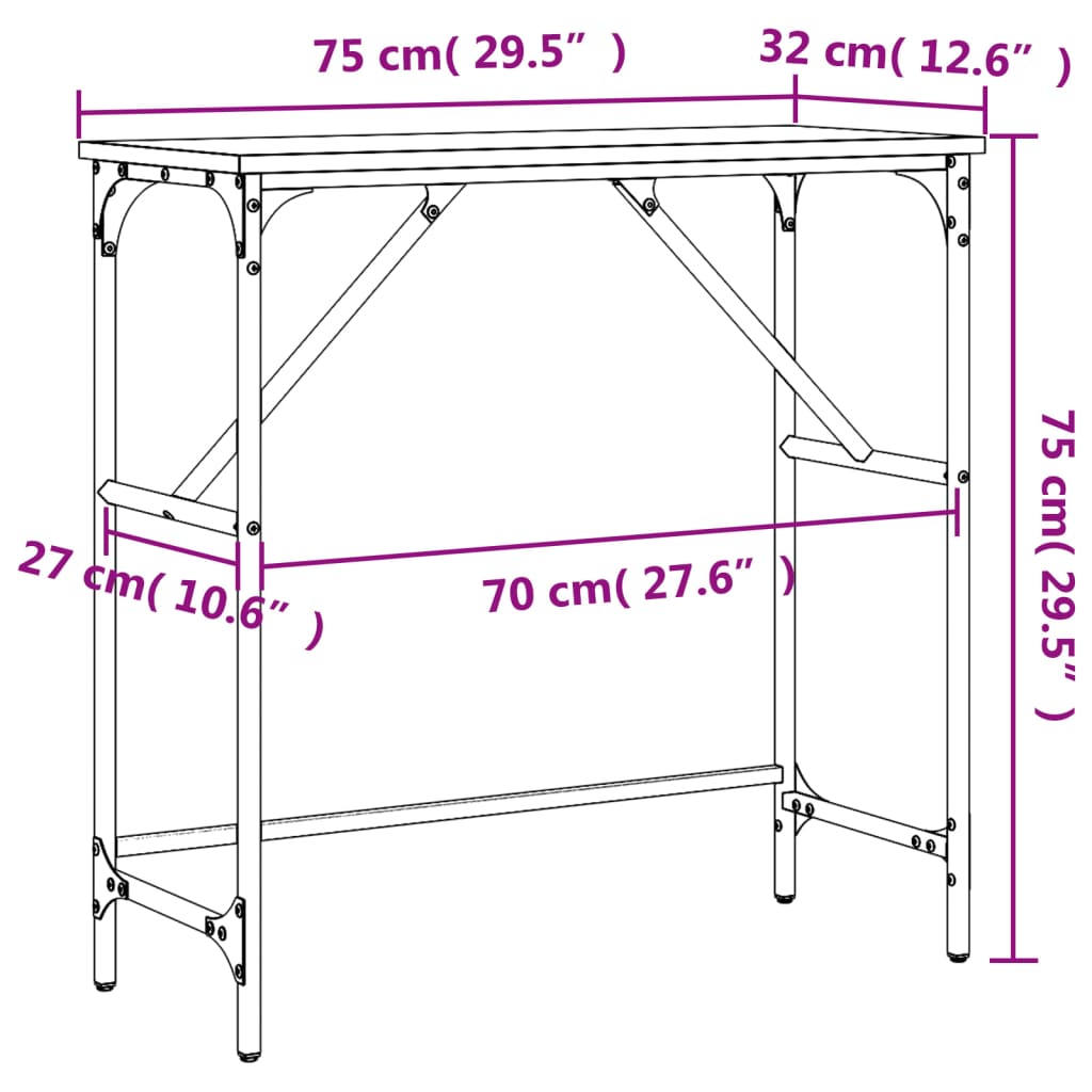 Masa consola, stejar sonoma, 75x32x75 cm, lemn prelucrat — imaginea 9