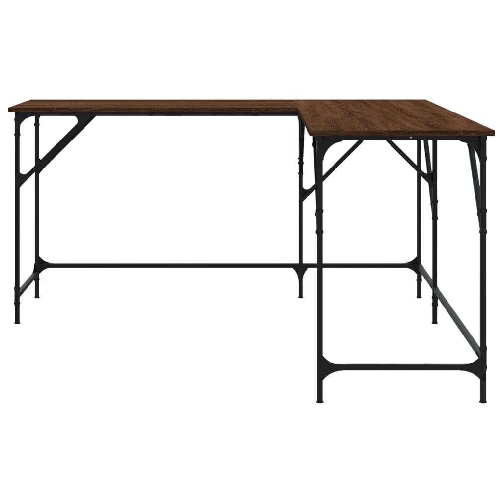 Birou, stejar maro, 149x149x75 cm, lemn prelucrat — imaginea 5