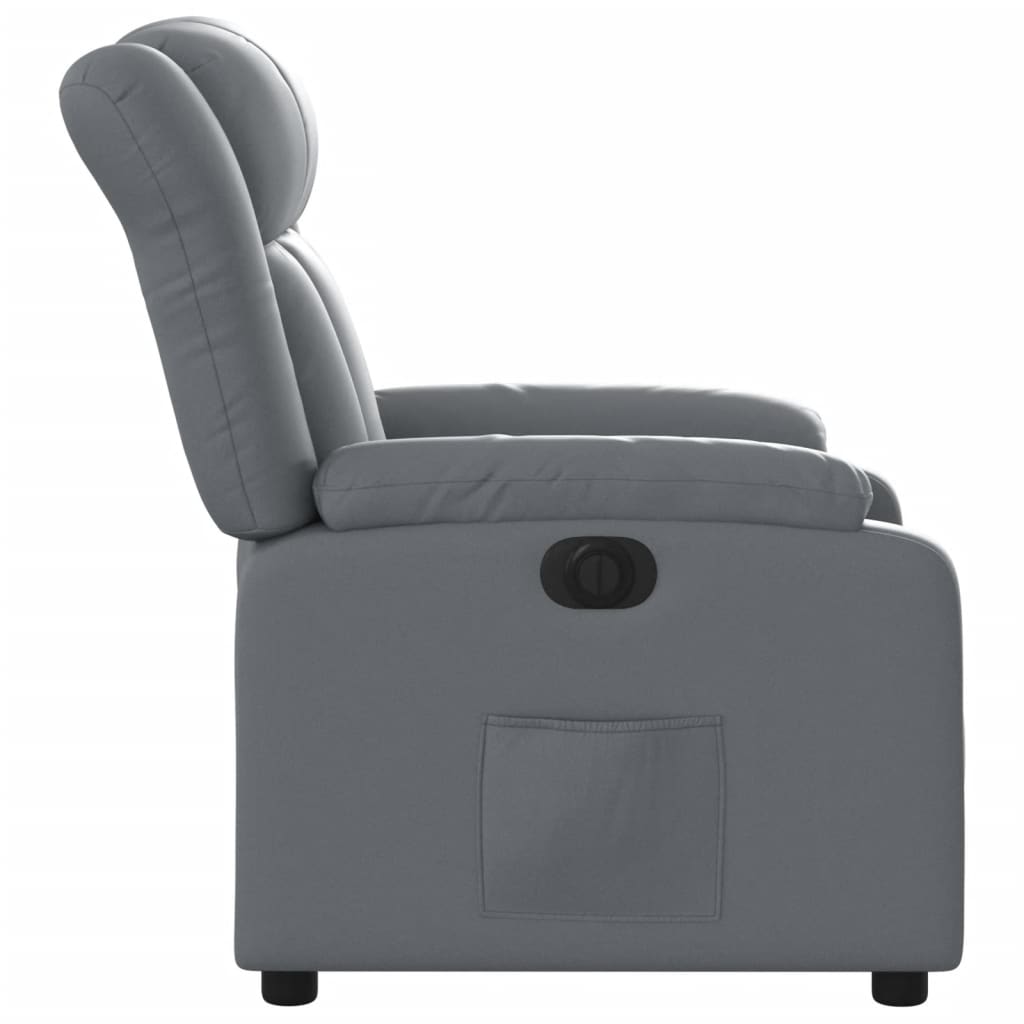 Fotoliu rabatabil electric, gri, piele ecologica — imaginea 9