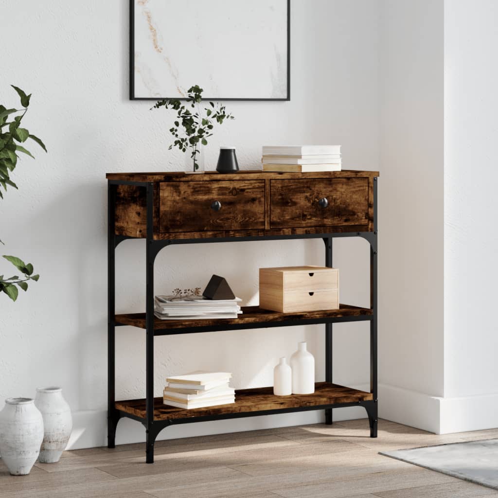 Masuta consola, stejar fumuriu, 72,5x25x75 cm, lemn prelucrat — imaginea 2