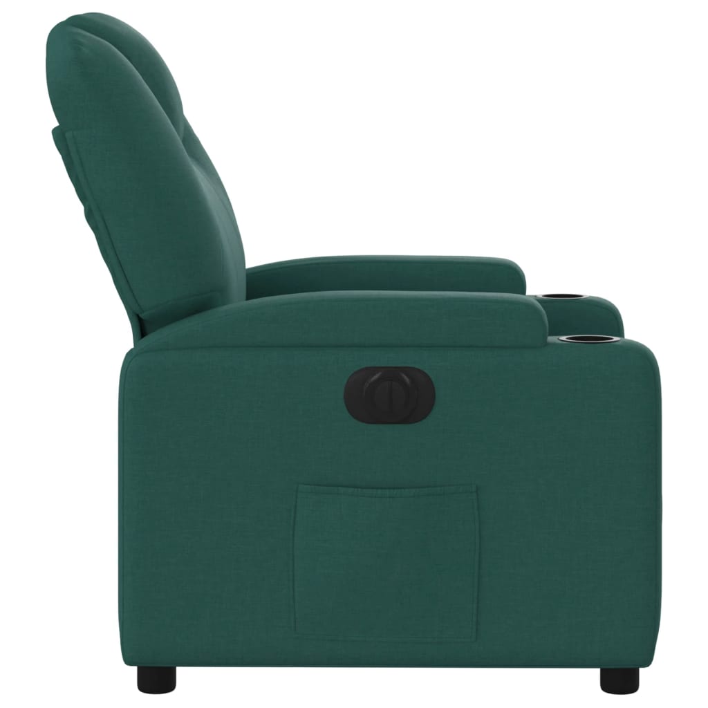 Fotoliu rabatabil electric, verde inchis, material textil — imaginea 9