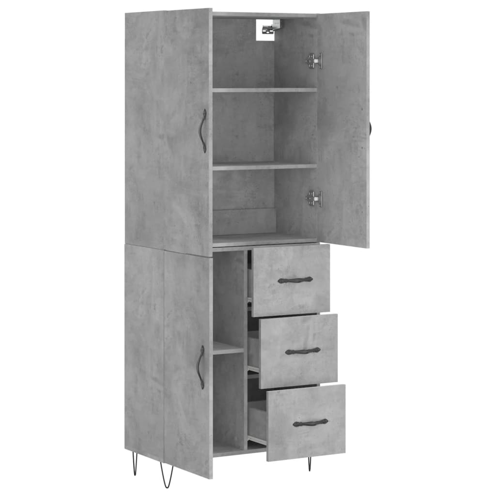 Dulap inalt, gri beton, 69,5x34x180, lemn compozit — imaginea 4