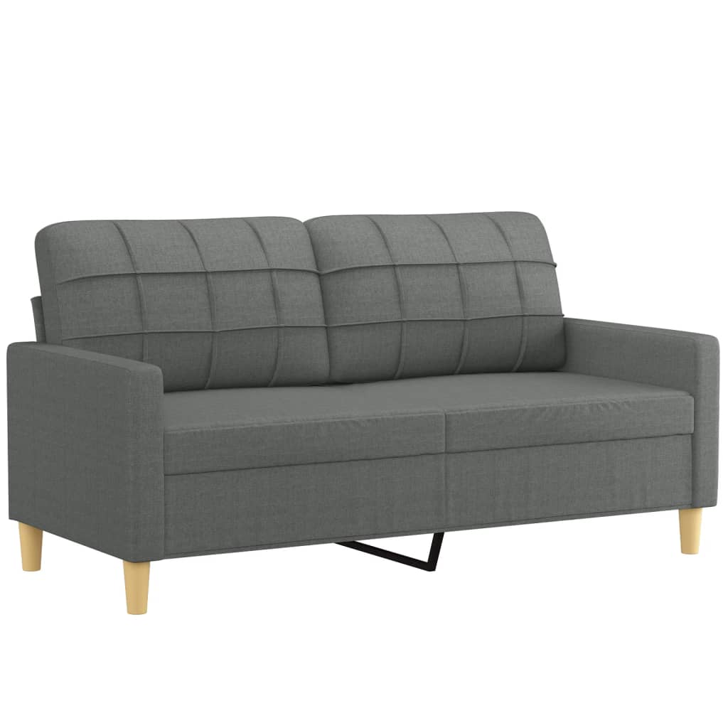Canapea cu 2 locuri cu pernute, gri inchis, 140 cm, textil — imaginea 4