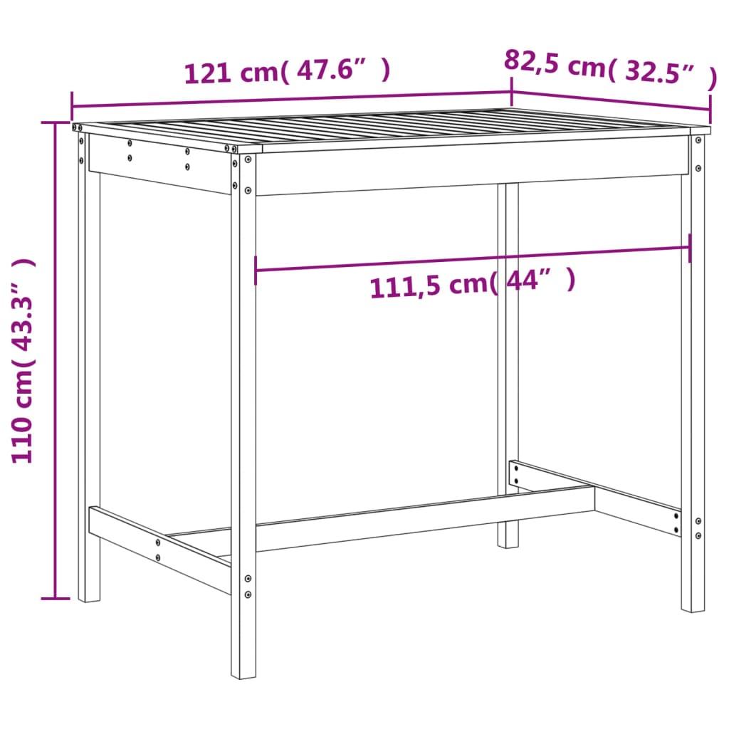 Set mobilier bar de gradina, 5 piese, maro miere lemn masiv pin — imaginea 9