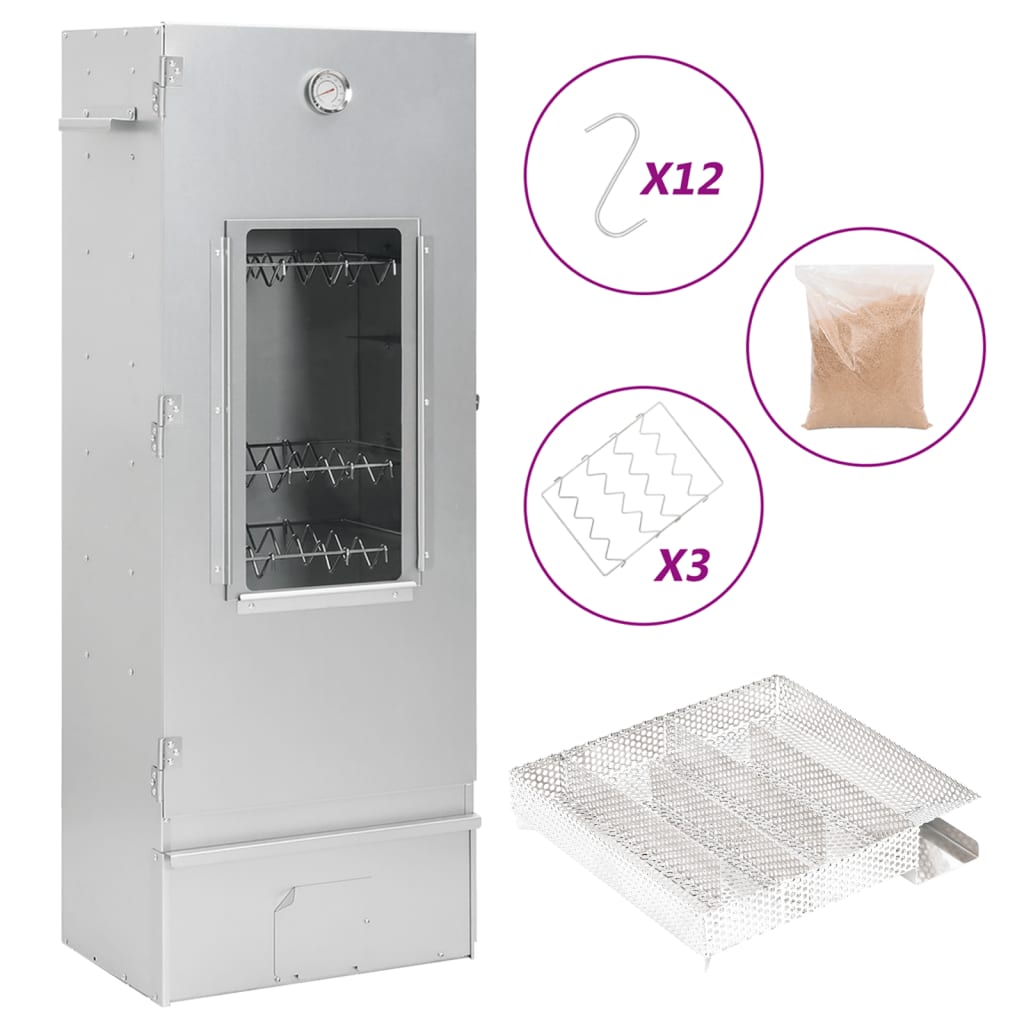 Afumatoare cuptor/gratar, generator fum rece, otel galvanizat, mărime 44.5x29x110 cm (21x21x4.5 cm), model cu fereastră