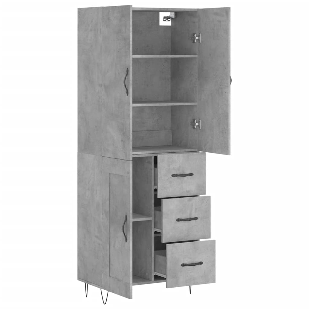 Dulap inalt, gri beton, 69,5x34x180, lemn compozit — imaginea 4