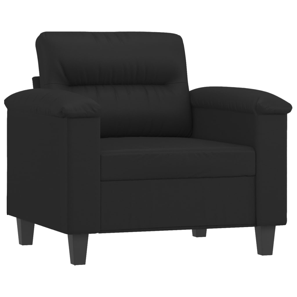 Fotoliu canapea cu taburet, negru, 60 cm, piele ecologica — imaginea 4
