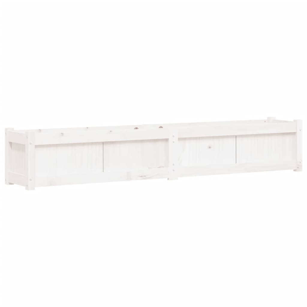Jardiniere de gradina, 2 buc., alb, lemn masiv de pin — imaginea 7