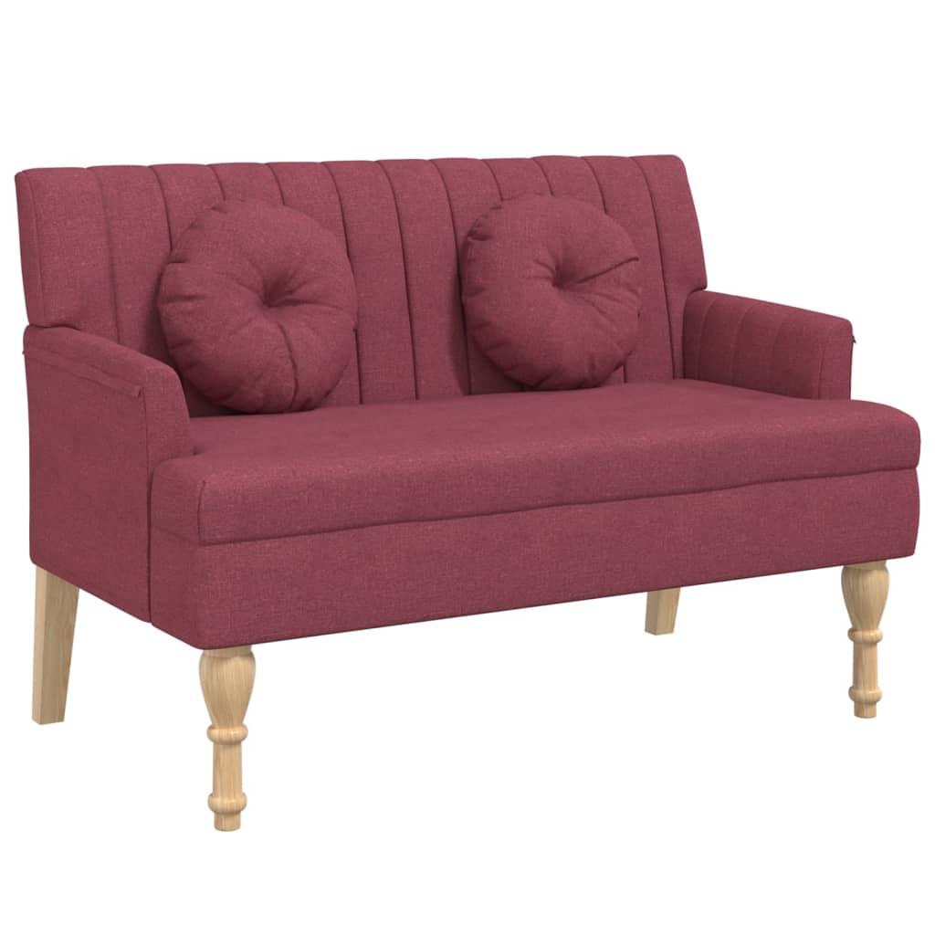 Bancheta cu perne, rosu vin, 113x64,5x75,5 cm, textil