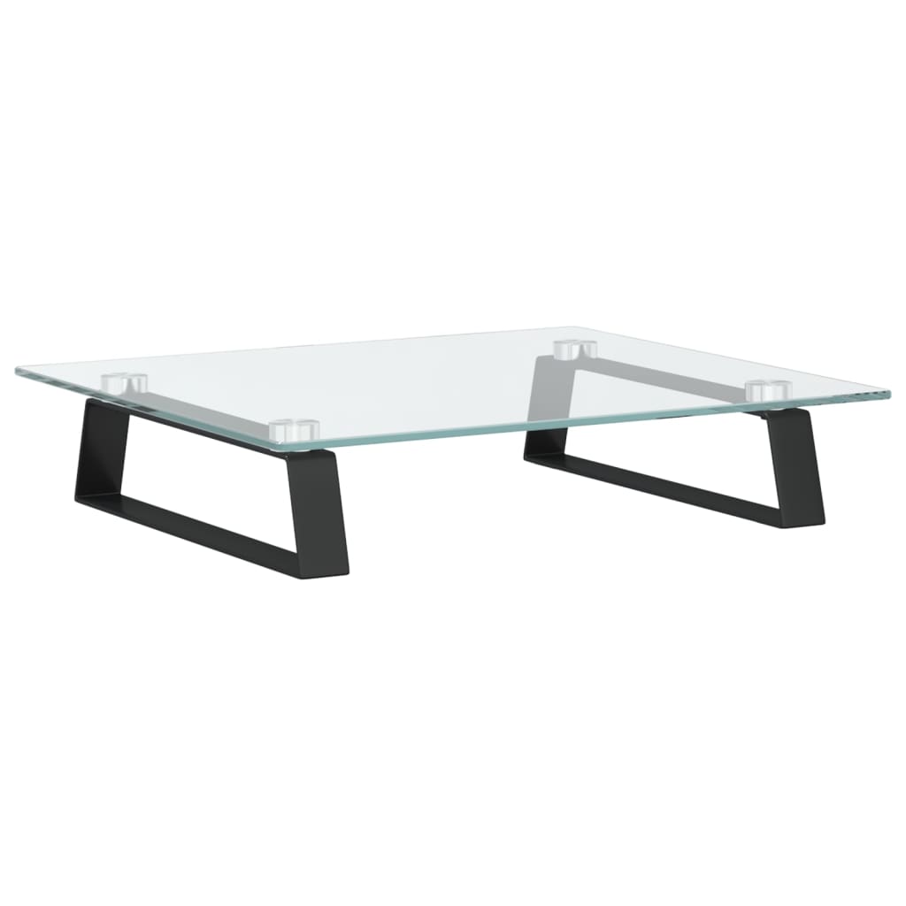 Suport de monitor, negru, 40x35x8 cm, sticla securizata/ metal