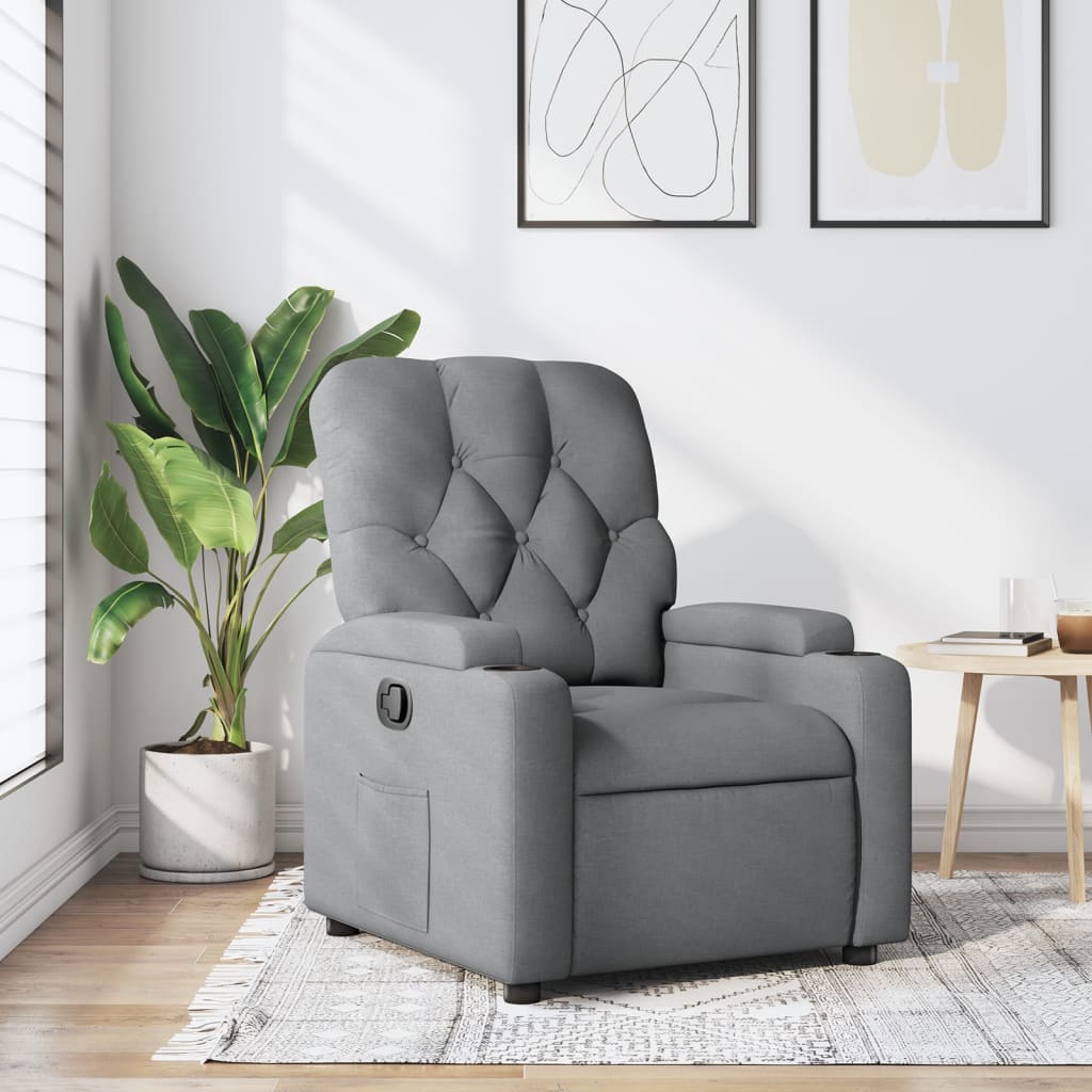 Fotoliu rabatabil, gri deschis, material textil — imaginea 2