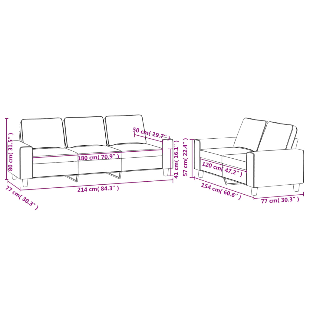 Set de canapea, 2 piese, rosu vin, material textil — imaginea 7
