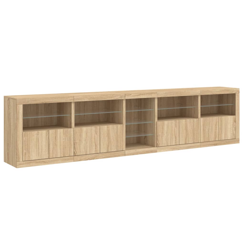 Servanta cu lumini LED, stejar sonoma, 283x37x67 cm — imaginea 6
