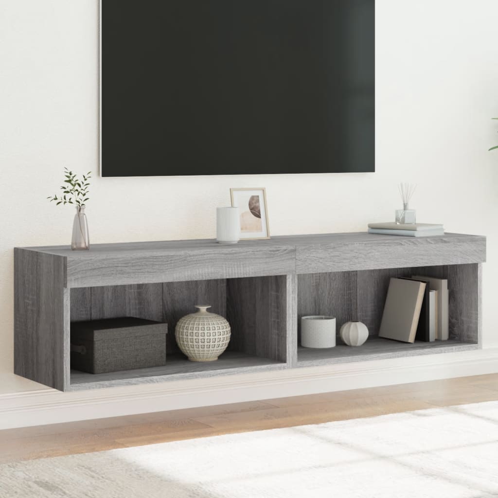 Comode TV cu lumini LED, 2 buc., gri sonoma, 60x30x30 cm — imaginea 2