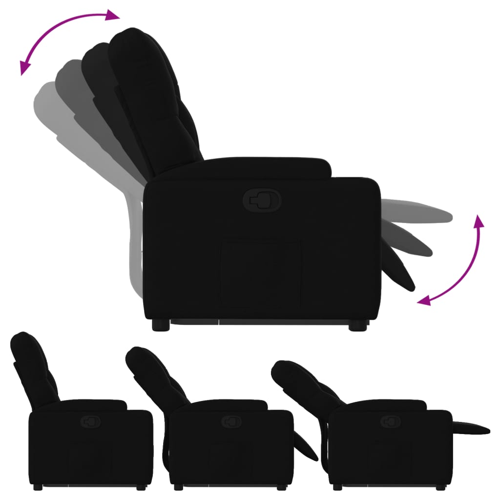 Fotoliu rabatabil cu ridicare pe verticala, negru, textil — imaginea 6